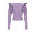 thumbnail image 4 of Yuyuzo Womens Cropped Sweaters Wrap V Neck Jumper Tops Tie Waisted Ruffle Shoulder Knitwear Dressy Blouse, 4 of 5