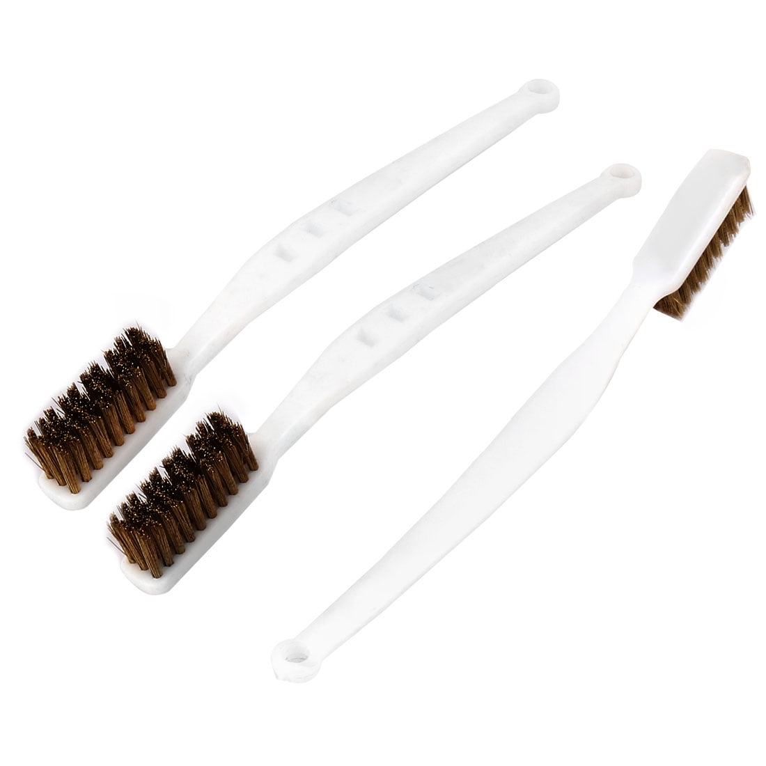 Door Wooden Crafts Toothbrush Style Curved Handle Brass Tone Wire Brush