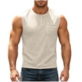 thumbnail image 5 of Horkkom Sleeveless Shirts for Men Button Solid Color Tank Tops Workout Vacation Casual Shirts with Pockets, S-3XL, 5 of 9