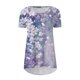 thumbnail image 5 of Camiseta de Cuello Redondo de Manga Corta de Raglan Impresa Casual para Mujeres con Espalda Corta Delantera Larga, 5 of 5