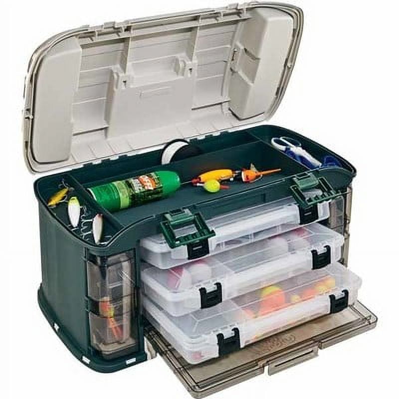 Plano Outdoor Sports Angled Fishing Tackle Box Storage System, Green / Tan,  11.5oz 