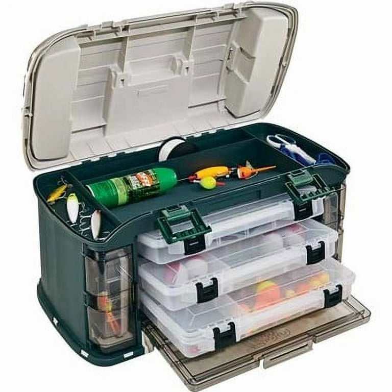 Plano Outdoor Sports Angled Fishing Tackle Box Storage System, Green / Tan,  11.5oz