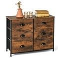 thumbnail image 1 of Costway 6 Drawer Dresser Fabric Storage Tower w/wooden Top Chest Organizer Rustic Brown, 1 of 10