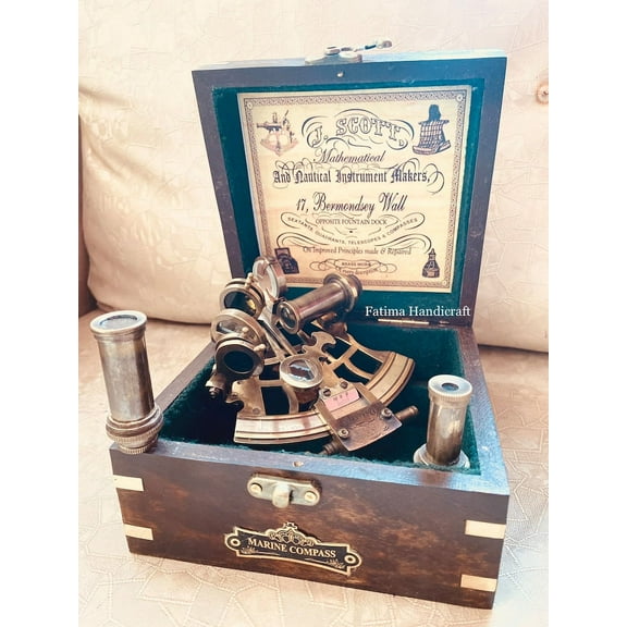 Christmas Gift Antique Brass Sextant, nautical sextant, custom engraved gift, Navigational Marine Sextant, gift for father vavy veteran gift