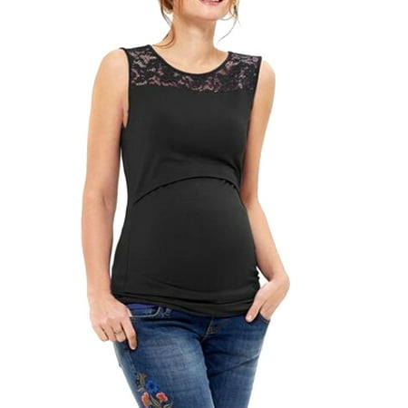 Women's Sleeveless Casual Solid Lace Maternity 2019 hot sales Pregnantcy Nurse Summer (Best Sunglasses For Summer 2019)