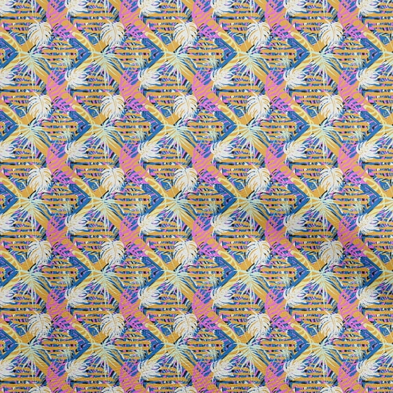 oneOone Polyester Spandex Yellow Fabric Tropical Fabric For Sewing Printed Craft Fabric By The Yard 56 Inch Wide