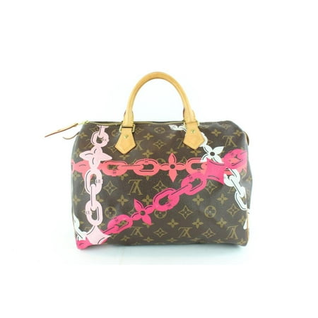 Louis Vuitton Monogram Speedy 30 - Louis Vuitton Speedy Limited Edition Monogram Bay Chain Flower 30 22lz1129 Pink Coated Canvas Satchel