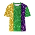 thumbnail image 4 of FAIWAD Hauts pour Femmes Manches Courtes Col Rond Tuniques Hauts Sortie Bloc de Couleur Fête Blouses Basiques, 4 of 4