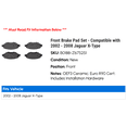 thumbnail image 2 of Front Brake Pad Set - Compatible with 2002 - 2008 Jaguar X-Type 2003 2004 2005 2006 2007, 2 of 2