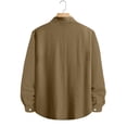 thumbnail image 5 of GUZOM Mens Gauze Long Sleeve Button Down Shirt, Lightweight Breathable Wrinkle Resistant, Relaxed Fit Curved Hem Casual, Solid Khaki,Size L, 5 of 8