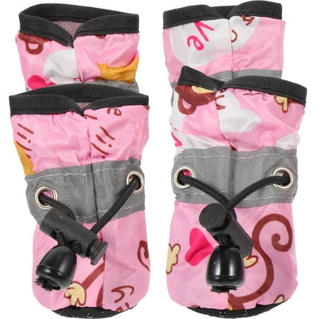 HONITANO 4Pcs Pink Dog Adjustable Shoes with Silicone Material for Winter Weather Small Dog Winter Boots