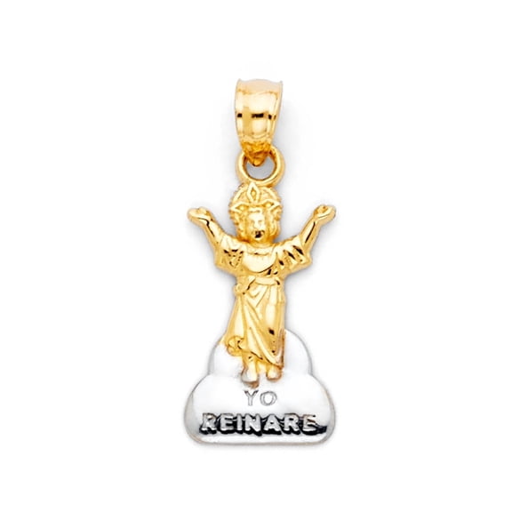 14K Two Tone Gold Praying Jesus Religious Pendant | 2T Gold Charm Pendant for Necklace Chain | Jewelry Gift for Men Women | 20 x 10 MM | 0.8 grams