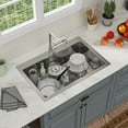 thumbnail image 4 of Logmey 30-inch Stainless Steel Single Bowl Kitchen Sink Quiet Design X-Shaped Drainage 16Gauge Workstation with Multifunctional Sprayer LM-WAL-LT3022R1R1-F, 4 of 9