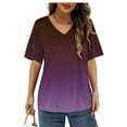 thumbnail image 2 of MOSHU Womens T-Shirts V Neck Short Sleeve Loose Tees Tops Casual Print Shirts for Women, 2 of 8
