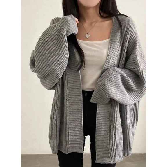 Open Front Oversized Knit Cardigan – Cozy Relaxed Fit Winter Layer for Women
