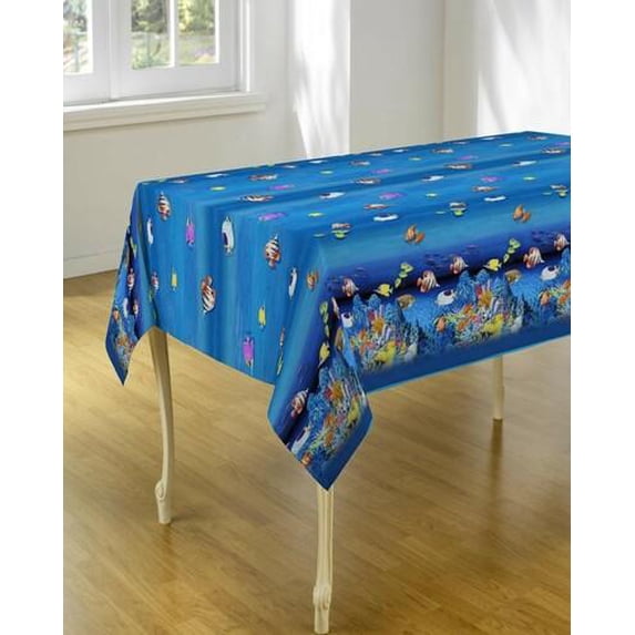 Coral World 100% Polyester, Stain Resistant Tablecloth 94 x 59 inch