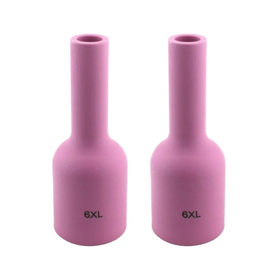 X-Long Alumina Nozzle Cups for TIG Welding Torches Series 9/20/25/17/18/26 with Large Diameter Gas Lens Set-Up - Model: 57N75XL - #6 (3/8") - (2 PACK)