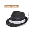 thumbnail image 3 of Gustave Straw Trilby Fedora Hat for Men Women Short Brim Panama Sun Hat Summer Breathable Beach Hat - Black, 3 of 8