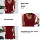 thumbnail image 5 of Top de verano para mujer, sin mangas, con ojales, cuello en U, Color puro, con un solo pecho, camisa con hombros descubiertos, Top Borgoña M, 5 of 6