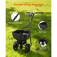 thumbnail image 5 of Walk-Behind Broadcast Spreader with 9.8ft Spreading Width, 15lbs Hopper, Adjustable Flow Control, 10-Inch All-Terrain Tires, Push Lawn Spreader for Fertilizer and Seed, Home Garden Use, 5 of 8