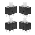thumbnail image 1 of TEHAUX 4Pcs Durable Self-Locking Push Button Switch Black Plastic Metal Compact Design for Home Audio, 1 of 8