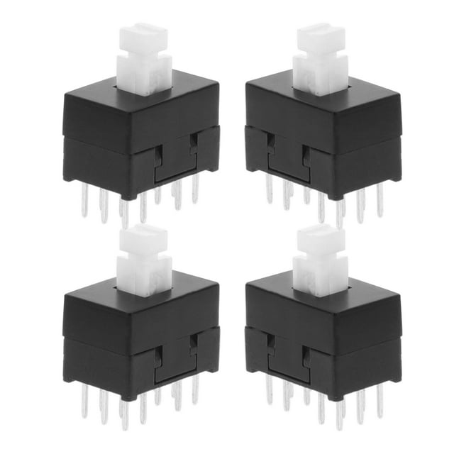TEHAUX 4Pcs Durable Self-Locking Push Button Switch Black Plastic Metal Compact Design for Home Audio