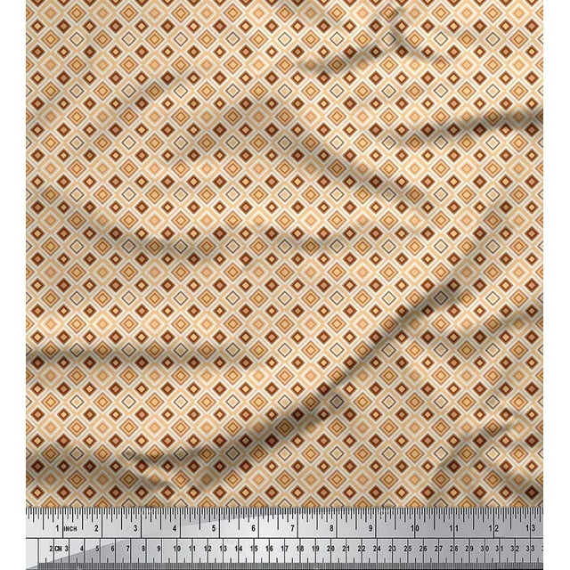 Soimoi Cotton Voile Fabric Check & Geometric Printed Craft Fabric by The Yard 56 Inch Wide