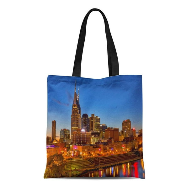 ASHLEIGH Canvas Tote Bag Danita View of the City Skyline at Delimont Chuck Reusable Handbag ...