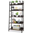 thumbnail image 6 of Legooin 5-Tier Industrial Ladder Bookshelf - Bookcase with Wood Shelves and Metal Frame, Plant Stand Storage Rack for Home Decor Office Living Room Kitchen, Walnut, 6 of 9