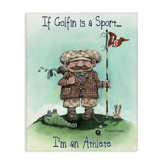 Stupell Industries Contemporary I'm An Athlete Funny Golf Cartoon Sports Design Canvas Art, 16 x 20, by Gary Patterson