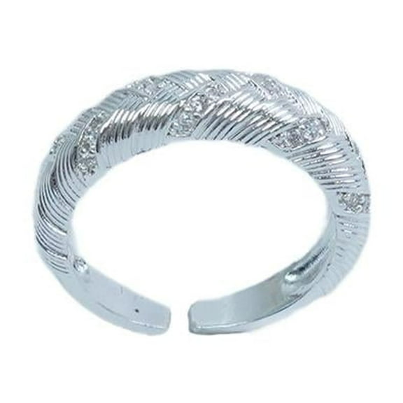 【Open Ring】Gold/Silver Plated Copper Rings, Braided Texture with Zircons, Trendy Retro Jewelry for Women