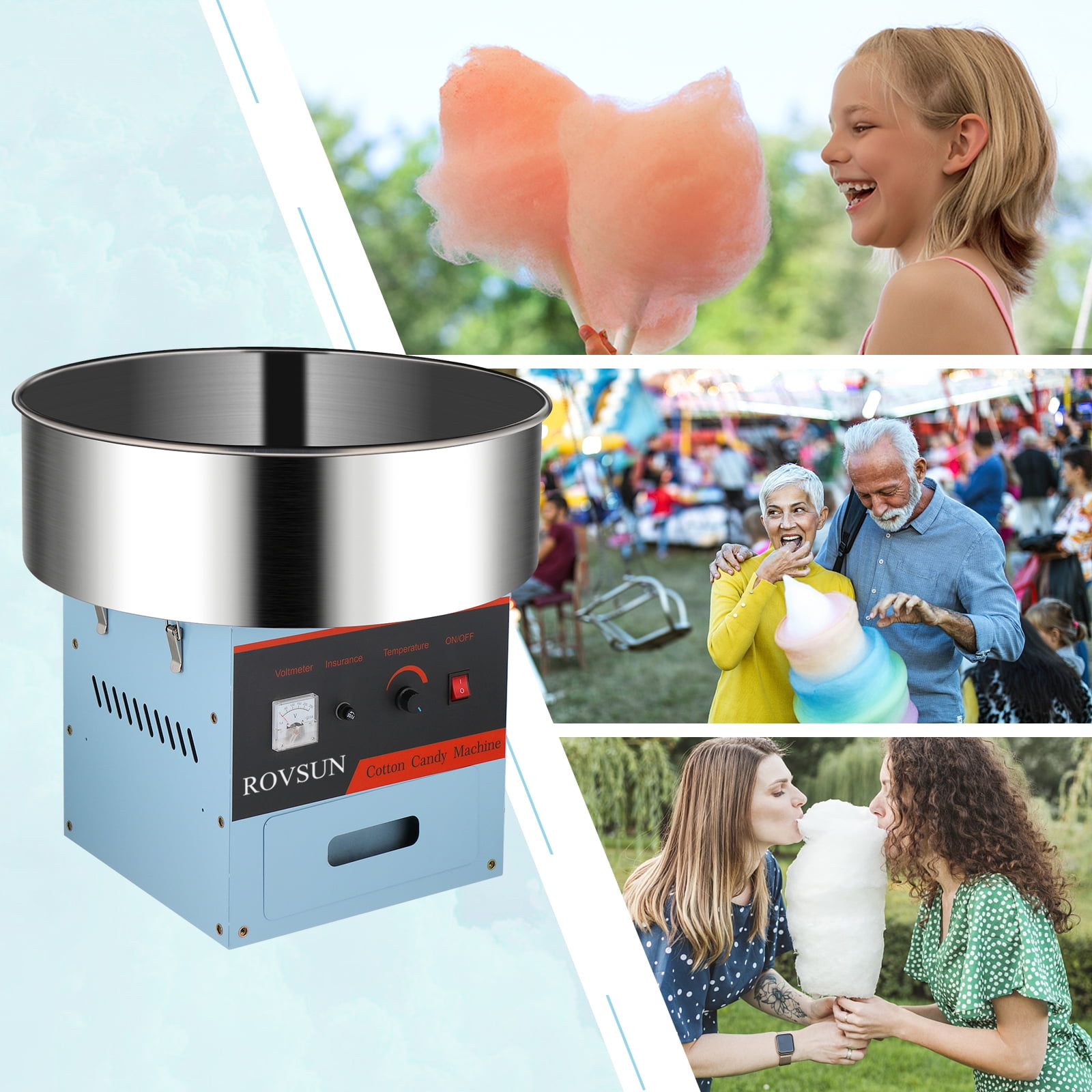 Outamateur Home Cotton Candy Machine - With Sugar Scoop & 10 Bamboo Sticks, 400W For Parties & Kids