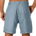 thumbnail image 2 of MRULIC mens shorts Men's Summer Casual Short Pant And Fashionable Solid Pockets Short Cotton And Linen Loose Soft Short Men Casual Shorts Blue + L, 2 of 7