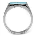 thumbnail image 3 of Luxe Jewelry Designs Men's Stainless Steel Ring with Sea Blue Synthetic Imitation Amber - Size 9, 3 of 4