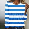 thumbnail image 5 of Neewe Women's Casual Striped Long Sleeve Tops Crew Neck Knit Basic T Shirts, 5 of 6