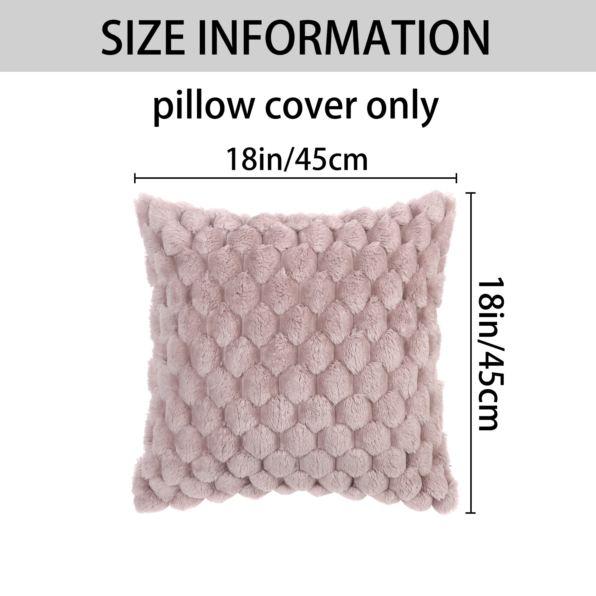 Unique Bargains 2 Soft Throw Pillow Covers Fur Decorative Fuzzy Plush Cushion Covers Pink 18" x 18"