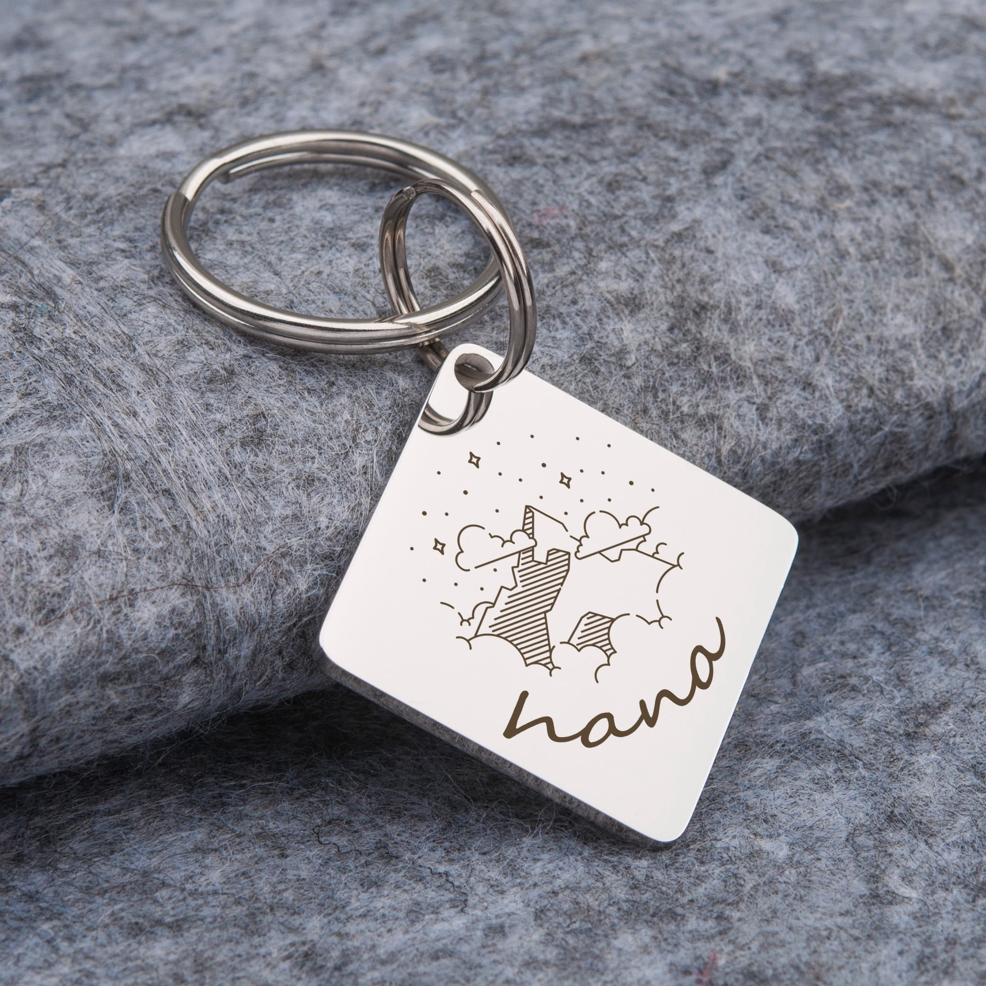Anavia Stainless Steel Double Sided Diamond Name - Large Picture Engraved Dog & Cat ID Tag, Rose Gold, L