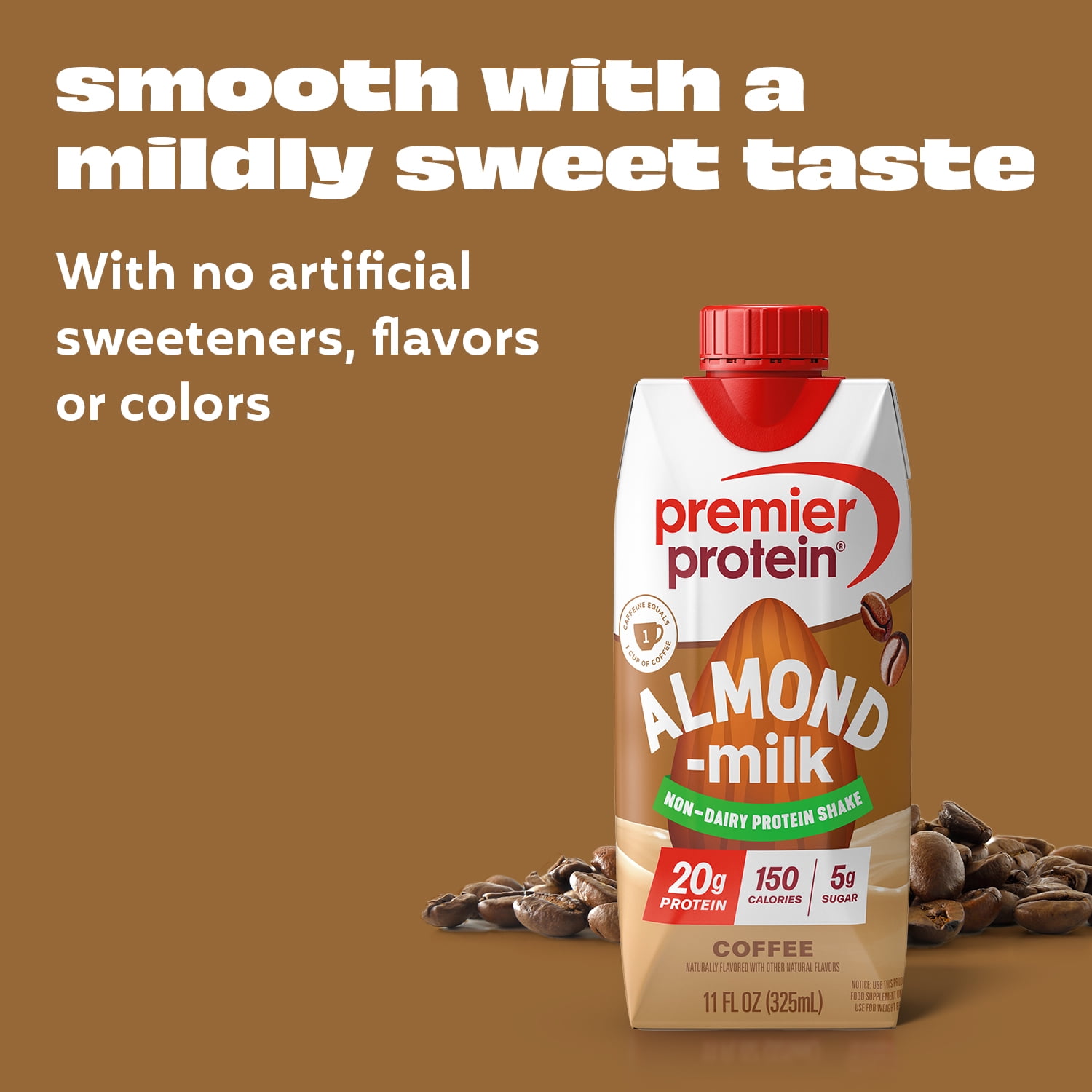 (3 pack) Premier Protein Almond Milk Shake, Coffee, 20g Protein, 11 Fl Oz, 4 Ct