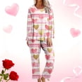 thumbnail image 2 of Hueook Valentine Day 2 Piece Set Valentines Day Pj Women's Casual Valentine's Day Non Positioning Printed Long Sleeved+cropped Pants with Pockets Home Sports Pajamas Set Beige XL, 2 of 6