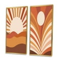 thumbnail image 3 of Designart "Midcentury Terracotta Sun Retro Landscape II" Modern Midcentury Framed Wall Art Set Of 2 - Mid-Century Brown Gallery Wall Frame Set For Home Decor, 3 of 6