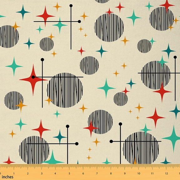 Homewish Circle Fabric by the Yard 1 Yard,Modern Geometric Home Decor Fabric by the Yard,Colorful Stras Pattern Sewing Fabric For Boys Kids,Super Cozy Room Decor