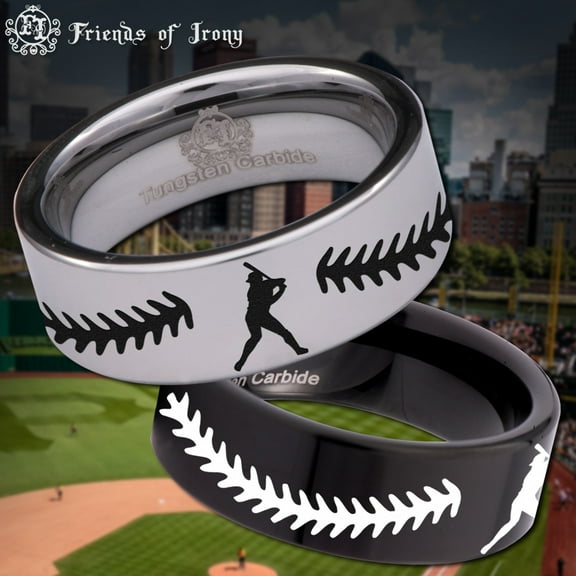 Baseball Tungsten Carbide Ring