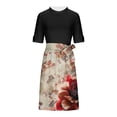 thumbnail image 6 of Kojanyu Women's Printed High Neck Short Sleeve Midi Dress – Cuff Buttons with Detachable Waist Belt, 6 of 6
