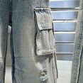 thumbnail image 6 of TOWED22 Boys Baggy Jeans Straight Wide Leg Cargo Jeans Vintage Elastic Waist Denim Pants Y2K Streetwear with Pockets Fall Winter(Navy,7-8 Y), 6 of 7