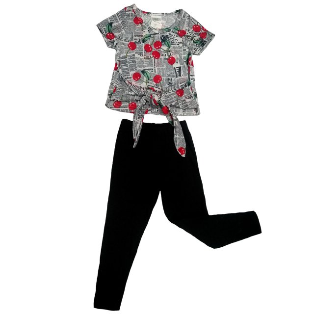 Conjunto Algodón Cerezas Kiss Playeras y Tops para niñas