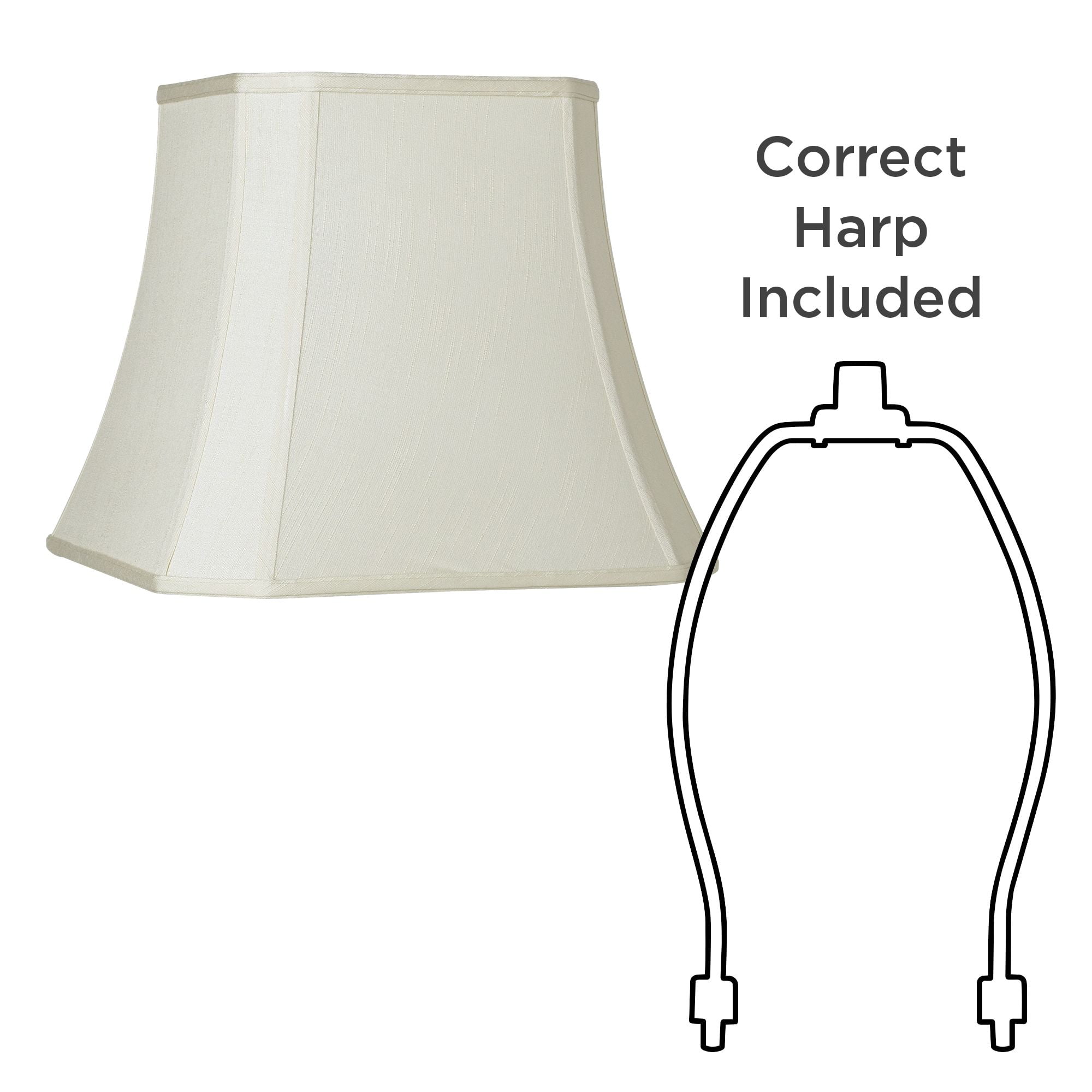 Imperial Shade Set of 2 Square Lamp Shades Cream Medium 10.5" Top x 16" Bottom x 13.5" High Spider Replacement Harp Finial Fitting
