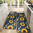 thumbnail image 4 of Kitchen Rugs Sets Of 2,DarkBlue Sunflower Bee Pattern Anti Fatigue Kitchen Mat Rugs Non Slip Washable,Decorative Kitchen Floor Mats for Kitchen,Sink,Laundry,17"x47"+17"x47", 4 of 5