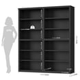 thumbnail image 7 of Hiphuta 63"W Extra Large and Sturdy Bookcase, Double Wide 6-Tier Bookshelf, Tall Bookcase for Home Office and Living Room, Wooden Freestanding Display Shelf, Black, 7 of 7
