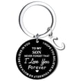thumbnail image 1 of Llaveros para mujer, llavero de billetera, llavero de auto, llavero DIY para mi hijo, llavero de acero inoxidable negro con apellido de 26 letras, 2,5 cm, decoraciones de moda, 1 of 3