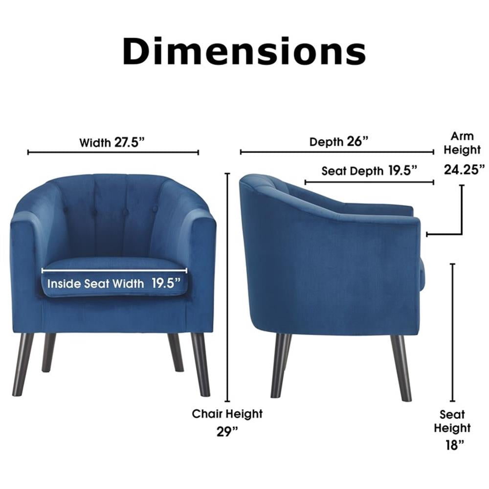 Adore Decor Ivey Modern Tufted Velvet Accent Tub Chair in Blue
